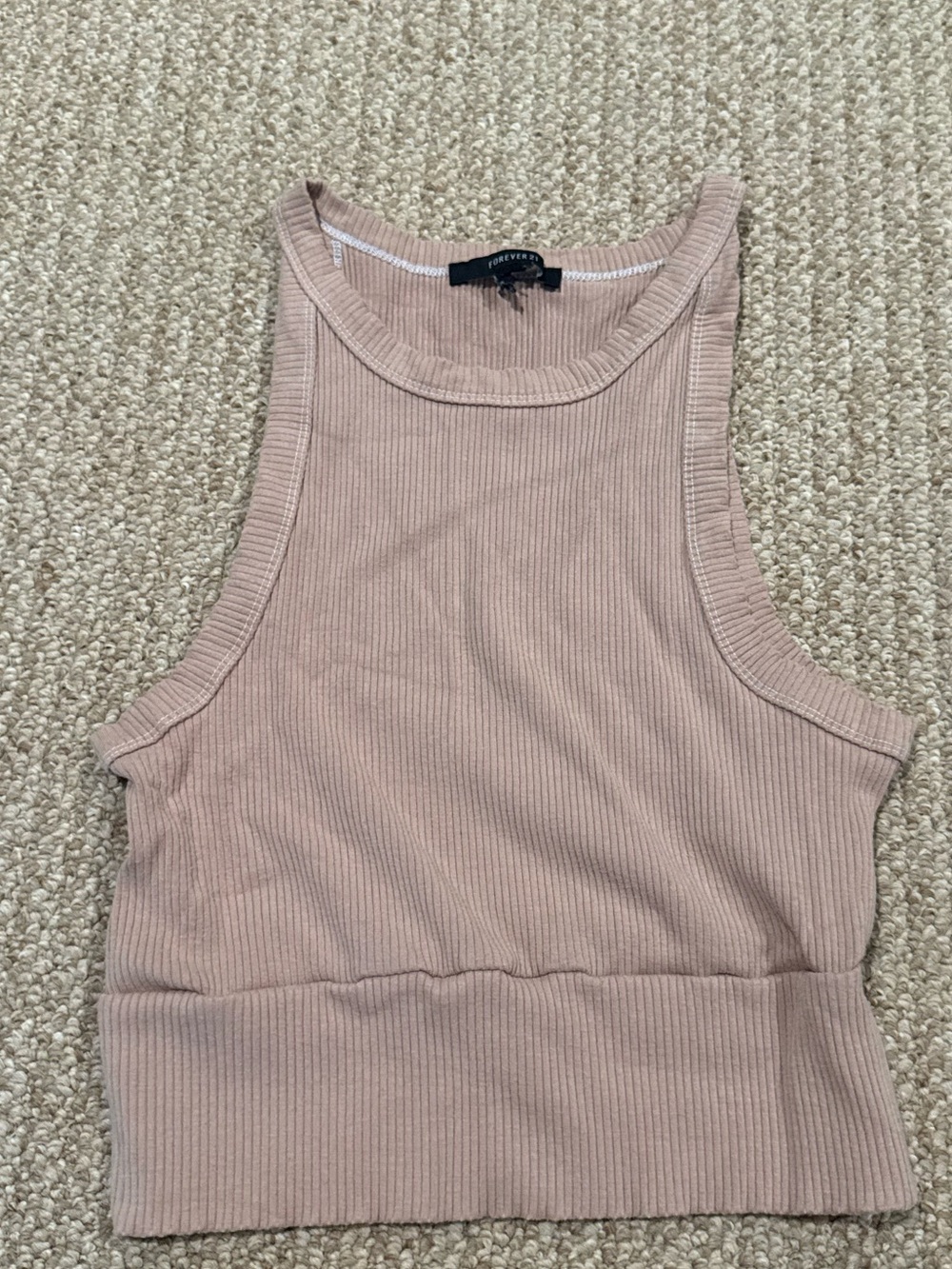 Forever 21 Dusty Pink Ribbed Crop Tank
